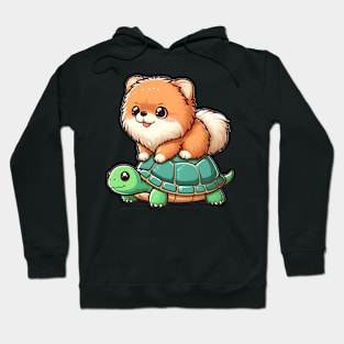 Pomeranian on a turtle ride Hoodie